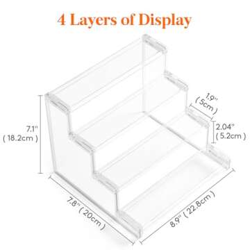 Lifewit 4 Tier Clear Display Risers Stand, 2 Pack Plastic Risers for Display, Plastic Organizers for Figures, Cupcake, Perfume, Dessert, Desktop Display Stand for Organize and Decoration
