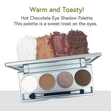Honeybee Gardens Hot Chocolate Eye Shadow Palette, Clean and Bold, 4 Highly Pigmented Colors With Lo...