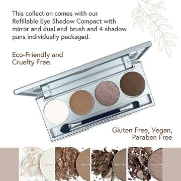 Honeybee Gardens Hot Chocolate Eye Shadow Palette, Clean and Bold, 4 Highly Pigmented Colors With Long Lasting Luxe Finish, Vegan, Cruelty-Free, Gluten-Free, and Paraben-Free, Net Wt 1.3g Each