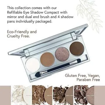 Honeybee Gardens Hot Chocolate Eye Shadow Palette, Clean and Bold, 4 Highly Pigmented Colors With Long Lasting Luxe Finish, Vegan, Cruelty-Free, Gluten-Free, and Paraben-Free, Net Wt 1.3g Each