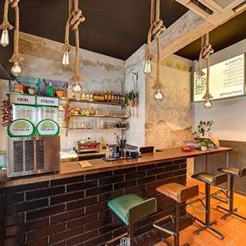 CTKcom 2 Heads Vintage(1.5+1.5 Meter) Hemp Rope Pendant Light Fixture E26/E27 Base,Retro Hemp Rope Hanging Light Vintage Ceiling Light Lamp Retro Style for Dining Hall Restaurant Bar Lighting,110V …