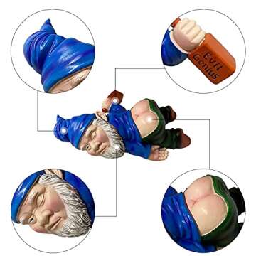 MINICAR 9.5'' Gnomes Statues Outdoor Decor, Large Naughty Sculptures Yard Decorations Patio Lawn Ornament, Funny Christmas Garden Gifts