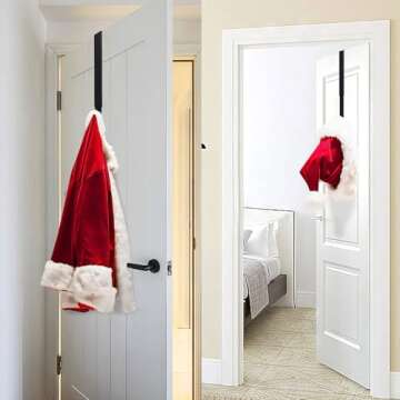 HEYHOUSE Wreath Hanger,Easter Decorations Adjustable Wreath Hanger for Front Door Decor from 14.9-25",Over The Door Hooks Organizer 20 lbs Larger Door Wreath Hanger Christmas Wreaths Decorations Hook