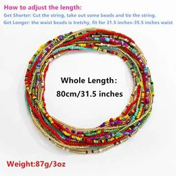 Elastic Plus Size Waist Beads for Women 31-49 Inch