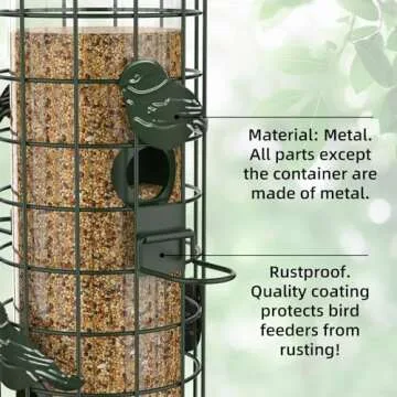 Squirrel Proof Bird Feeder,Metal Mesh Bird Feeders for Outdoors Hanging,Gravity Protection Squirrel Proof Wild Bird Feeders with Finch Cardinal Chickadee,3LB Large Capacity,Green