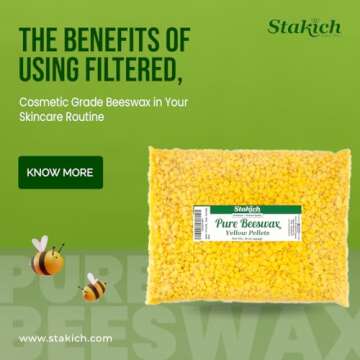 Stakich Pure Yellow Beeswax Pellets - 100% Natural, Cosmetic Grade, Premium Quality - (2 lb (in 1 lb Bags))