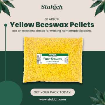 Stakich Pure Yellow Beeswax Pellets - 100% Natural, Cosmetic Grade, Premium Quality - (2 lb (in 1 lb Bags))