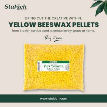 Stakich Pure Yellow Beeswax Pellets - 100% Natural, Cosmetic Grade, Premium Quality - (2 lb (in 1 lb Bags))