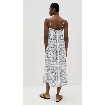 Madewell Women's Embroidered Deep V Neck Midi Dress