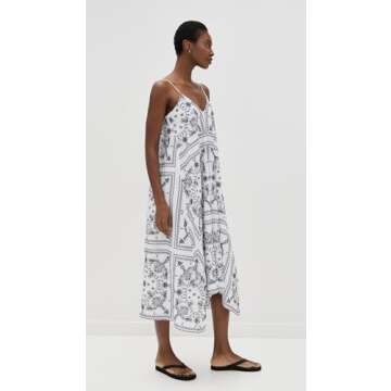 Madewell Women's Embroidered Deep V Neck Midi Dress