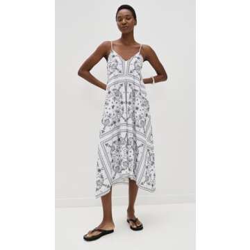 Madewell Women's Embroidered Deep V Neck Midi Dress