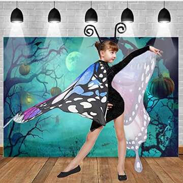 RekTak Butterfly Wings for Girls, Butterfly Costume for Halloween Party Kids Fairy Wing with Mask and Headband