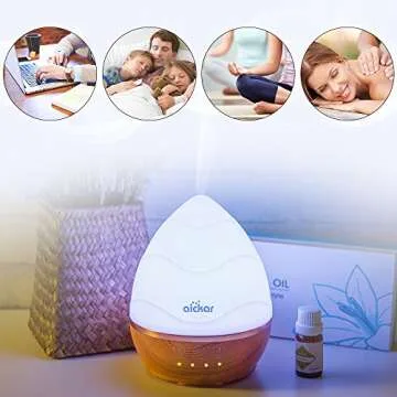 Aickar Egg Diffuser, 300ml Essential Oil Diffuser, Aromatherapy Diffuser with Touch Sensitive Buttons, Ultrasonic Cool Mist Humidifier with Night Light and Auto Shut-Off Function