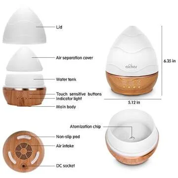 Aickar Egg Diffuser, 300ml Essential Oil Diffuser, Aromatherapy Diffuser with Touch Sensitive Buttons, Ultrasonic Cool Mist Humidifier with Night Light and Auto Shut-Off Function