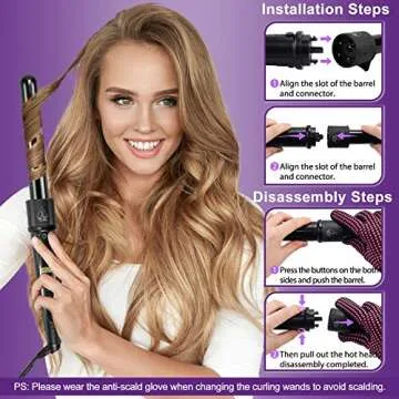 Versatile 6 in 1 Curling Wand Set for Perfect Curls