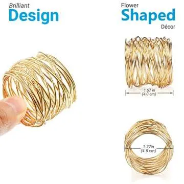 URWOOW Twisted Wire Mesh Napkin Rings Holders Décor Dinner Party Wedding Christmas Gathering (Gold 12pcs)