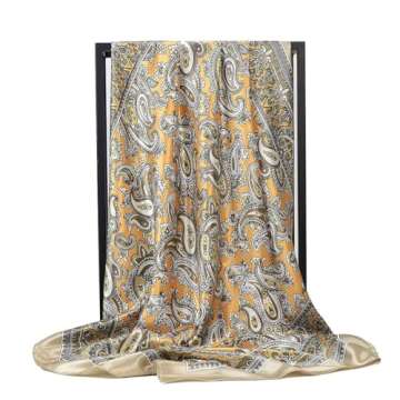 K-Elewon 35" Large Square Fashion Scarves Women's Satin Silk Feeling Hair Wrapping Scarfs Night Sleeping Head scarf (Z07)