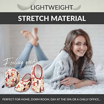 Snoozies Skinnies Slipper Socks & Travel Pouch – Non Slip Socks, Foldable Slippers for Women with Travel Pouch - Wine - Large