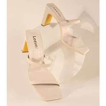 Leevar Square Toe Nude Heels - Stylish & Comfortable Sandals