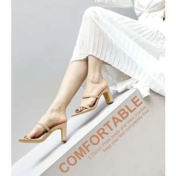 Leevar Square Toe Nude Heels - Stylish & Comfortable Sandals