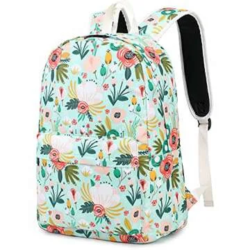 Octsky Kids Backpack for Girls Teens Elementary Middle School Bookbags Childs Back to School Bag with Lunch Box, Light green/Multi, One Size