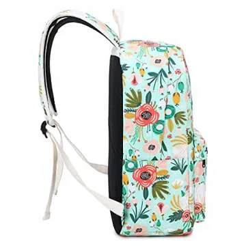 Octsky Kids Backpack for Girls Teens Elementary Middle School Bookbags Childs Back to School Bag with Lunch Box, Light green/Multi, One Size