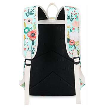 Octsky Kids Backpack for Girls Teens Elementary Middle School Bookbags Childs Back to School Bag with Lunch Box, Light green/Multi, One Size