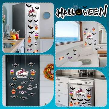 Kanayu 16 Pcs Cruise Door Decorations Halloween Cruise Door Decorations Magnetic Halloween Car Magnets Anchor Life Preserver Pumpkin Bats Ghost Magnets for Carnival Cruise Car Locker (Bat)
