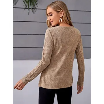 MakeMeChic Women's Maternity Casual Long Sleeve Tie Front Shirt