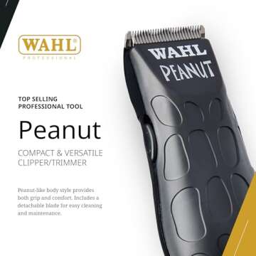 Wahl Professional Black Peanut Trimmer Compact Hair Clippertrimmer Lightweight Compact Corded