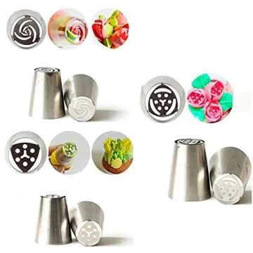 7pcs Russian Piping Tips + 1 Coupler Icing Piping Nozzles Cake Decorating Tips Tulip Rose Nozzle Tip Large Size