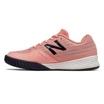 New Balance Women's 896 V2 Hard Court Tennis Shoe, White Peach/Pigment, 6.5 B US