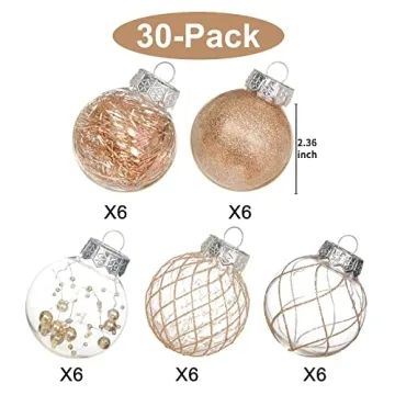 Clear Plastic Christmas Ball Ornaments 30ct for Holiday Decor
