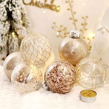 Clear Plastic Christmas Ball Ornaments 30ct for Holiday Decor