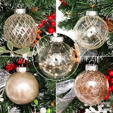 Clear Plastic Christmas Ball Ornaments 30ct for Holiday Decor