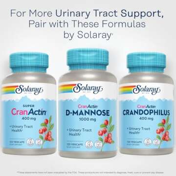 SOLARAY D-Mannose 1000mg with CranActin Cranberry Extract - D Mannose Cranberry Supplement with Vitamin C - Supports Urinary Tract and Bladder Health - Vegan, 60 Day Guarantee, 60 Serv, 120 VegCaps