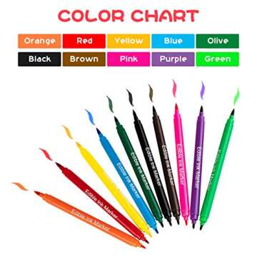 Edible Markers for Cookies Food Coloring Pens 10Pcs, Fine and Thick Tip Food Grade Gourmet Writers for DIY Fondant Cakes Frosting Easter Eggs Baking Party Decorating Drawing Writing