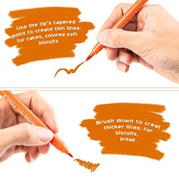Edible Markers for Cookies Food Coloring Pens 10Pcs, Fine and Thick Tip Food Grade Gourmet Writers for DIY Fondant Cakes Frosting Easter Eggs Baking Party Decorating Drawing Writing