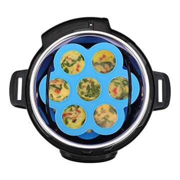 ROTTAY Silicone Egg Bites Molds and Steamer Rack Trivet with Heat Resistant Handles Fit Instant Pot ...