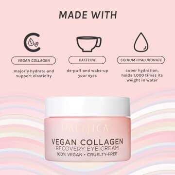 Pacifica Beauty, Vegan Collagen Overnight Recovery Eye & Face Cream, Hyaluronic Acid, Caffeine, Vitamin C & E, Hydrating & Moisturizing Skin Care for Aging and Dry Skin, 15ml - 0.5 fl oz