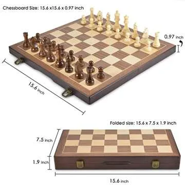 AMEROUS 15 Inch Magnetic Wooden Chess & Checkers Set