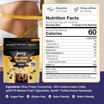 Javvy Protein Iced Coffee - Premium Whey Protein & Instant Iced Coffees - 100% Natural Cold Brew Cof...