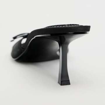 UFEDO Womens Kitten Heels Bow Mesh Sandals Round Open Toe Slip On Low Slide Heeled Sandals for Daily Party Wedding Dress Shoes Black Size 42