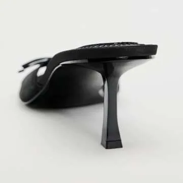 UFEDO Womens Kitten Heels Bow Mesh Sandals Round Open Toe Slip On Low Slide Heeled Sandals for Daily Party Wedding Dress Shoes Black Size 42