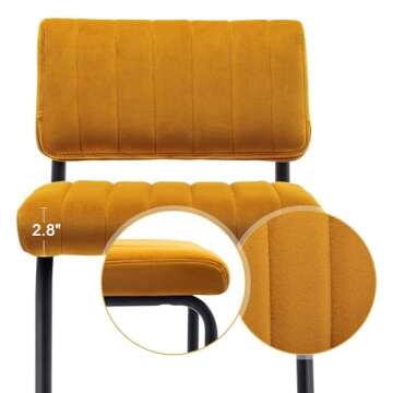 ONEVOG 24'' Orange Counter Height Stools with Tufted Backs, Modern Velvet Fabric Kitchen Stools Chairs, Mid Century Cantilever Armless Bar Stools for Kitchen Island, Metal Kitchen Chairs Set of 2