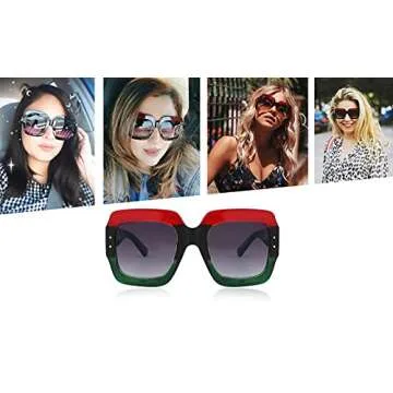 FEISEDY Retro Trendy Square Sunglasses for Women Oversized Stylish Inspired Shades Vintage Desinger Sunglasses B2276