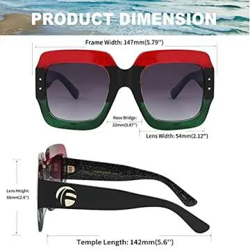 FEISEDY Retro Trendy Square Sunglasses for Women Oversized Stylish Inspired Shades Vintage Desinger Sunglasses B2276