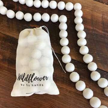 Natural White Felt Balls 50 Wool Pom Poms for Crafts