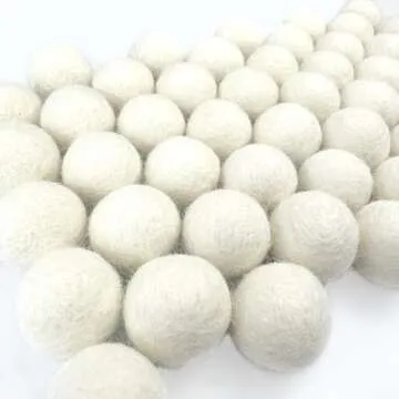 Natural White Felt Balls 50 Wool Pom Poms for Crafts
