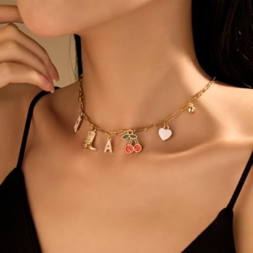 Gold Initial Charm Necklace for Women - Unique Jewelry
